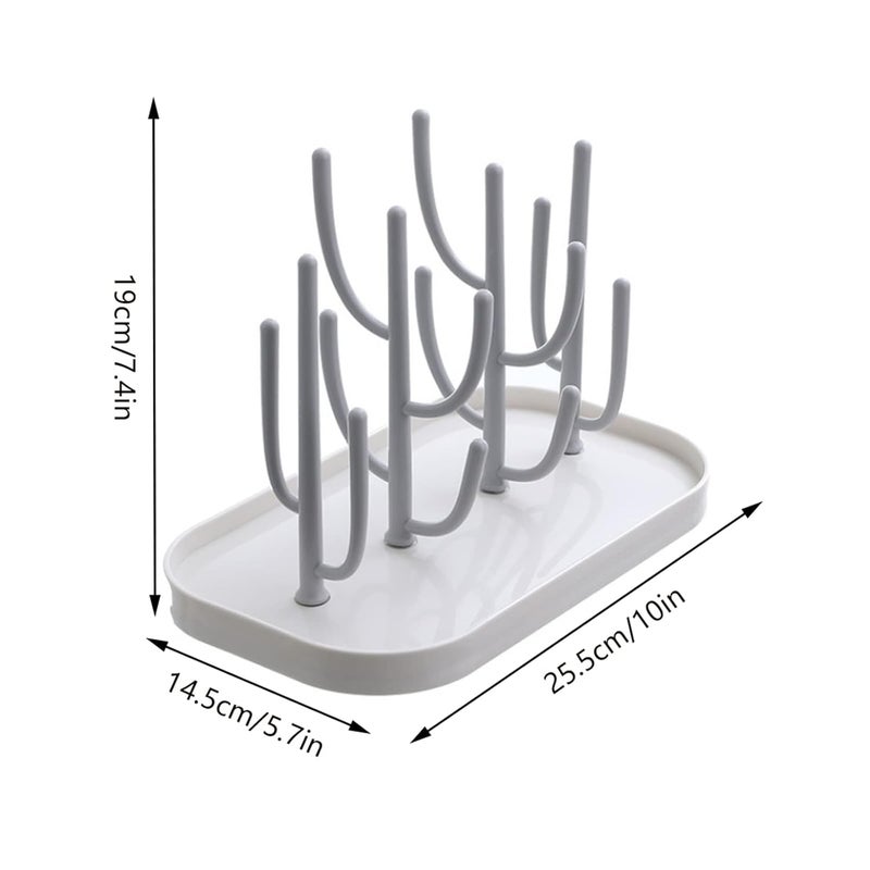 Pujito Baby Bottle Drying Rack with Tray, Creative Tree Branch Baby Bottle Dryer Holder for Bottles, Teats, Cups, Pump Parts and Accessories (1 Pc, Beige) - Image 2